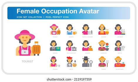 Occupation Avatar Icons Set. UI Pixel Perfect Well-crafted Vector Thin Line Icons. The illustrations are a vector.
