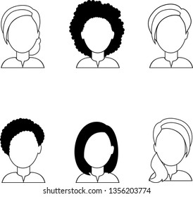 Occupation avatars of different manager. Collection of various avatars of woman. Set of different business avatar female in black and white color palette.