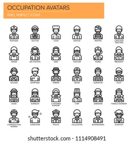 Occupation Avatars , Thin Line and Pixel Perfect Icons
