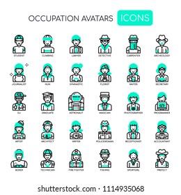 Occupation Avatars , Thin Line and Pixel Perfect Icons