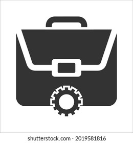 Occupation, business, profile, setting icon. Black vector design.