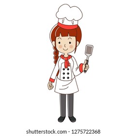 Occupation Chef Woman Cute Woman Chef Stock Vector (Royalty Free ...