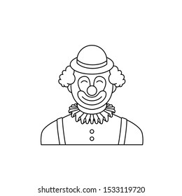 Occupation circus clown in traditional makeup, cartoon friendly clown avatar vector Illustration
