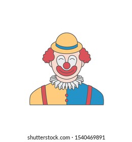 Occupation circus clown in traditional makeup, cartoon friendly clown avatar vector Illustration