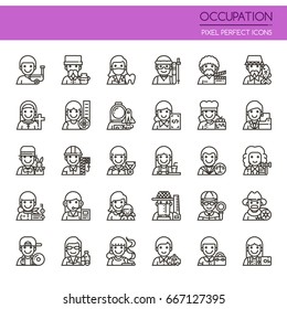 Occupation Elements , Thin Line and Pixel Perfect Icons
