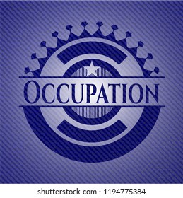 Occupation emblem with denim high quality background