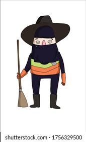 Occupation of a garbage collector in Thailand illustration