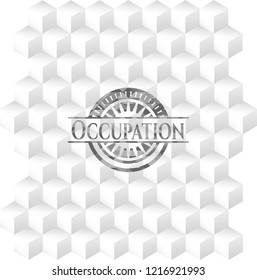 Occupation grey badge with geometric cube white background