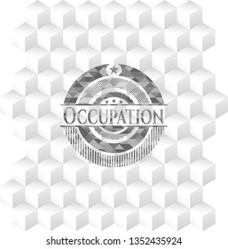 Occupation grey badge with geometric cube white background