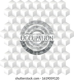 Occupation grey badge with geometric cube white background