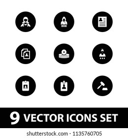 Occupation icon. collection of 9 occupation filled icons such as casino girl, maid, resume, medical reflector, clipboard. editable occupation icons for web and mobile.