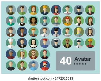 Occupation icon set. People of different occupations. Professions set. Avatar icons. Vector illustration