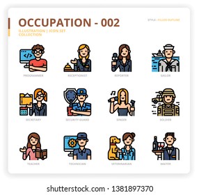 Occupation icon set for web design, book, magazine, poster, ads, app, etc.