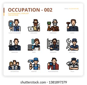 Occupation icon set for web design, book, magazine, poster, ads, app, etc.