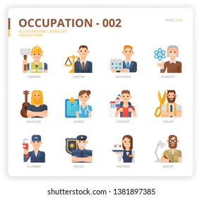 Occupation icon set for web design, book, magazine, poster, ads, app, etc.