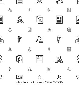 occupation icons pattern seamless white background. Included editable outline resume, auction, doctor with medical reflector, maid icons. occupation icons for web and mobile.