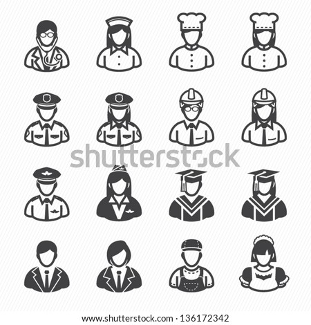 Occupation Icons and People Icons with White Background