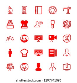 occupation icons set with document and pencil, writer and rescue vector set