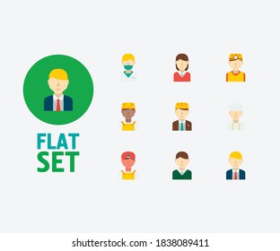Occupation icons set. Indian worker and occupation icons with engineer, chef and nurse. Set of director for web app logo UI design.