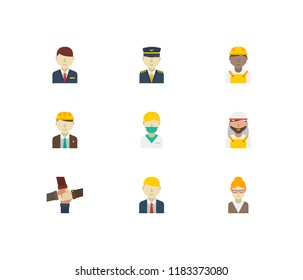 Occupation icons set. Teamwork and occupation icons with engineer, teacher and nurse. Set of corporate for web app logo UI design.