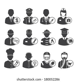 Occupation icons set, vector illustration