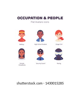 Occupation and people avatar flat icons