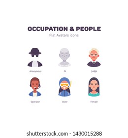 Occupation and people avatar flat icons