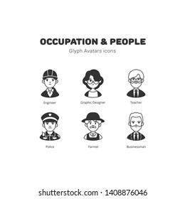 Occupation and people avatar glyph icons