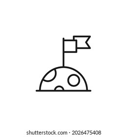 Occupation and profession concept. High quality outline symbol for web design or mobile app. Line icon of flags on surface of Moon 