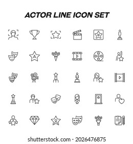 Occupation and profession concept. High quality outline symbol for web design or mobile app. Actor line icon set including icons of stars and statues 