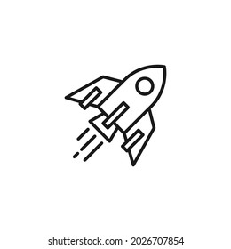 Occupation and profession concept. High quality outline symbol for web design or mobile app. Line icon of rocket ship with nose cone and fins 
