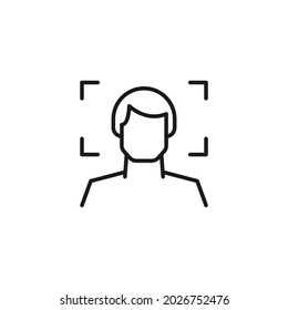 Berufs- und Berufskonzept. Hochwertiges Umrisssymbol für Webdesign oder mobile App. Zeilensymbol des gesichtslosen Schauspielers im Fokus der Kamera 
