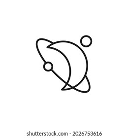 Occupation and profession concept. High quality outline symbol for web design or mobile app. Line icon of Moon surrounded by orbits and natural satellites 
