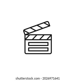 Occupation and profession concept. High quality outline symbol for web design or mobile app. Line icon of clapperboard or dumb slate for videoproduction and filmmaking 
