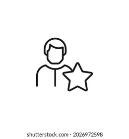 Occupation and profession concept. High quality outline symbol for web design or mobile app. Line icon of faceless actor in focus of the camera 
