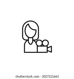 Occupation and profession concept. High quality outline symbol for web design or mobile app. Line icon of professional camera for filming and production of media content 
