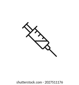 Occupation and profession concept. High quality outline symbol for web design or mobile app. Line icon of medical syringe with cure for injection and vaccination 