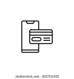 Occupation and profession concept. High quality outline symbol for web design or mobile app. Line icon of smartphone and bank card 

