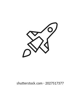 Occupation and profession concept. High quality outline symbol for web design or mobile app. Line icon of rocket ship with nose cone and fins 
