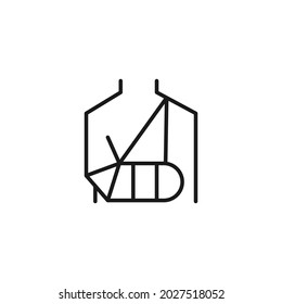 Occupation and profession concept. High quality outline symbol for web design or mobile app. Line icon of patient with bandaged arm 
