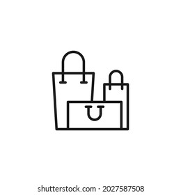 El concepto de ocupación y profesión. Símbolo de esquema de alta calidad para diseño web o aplicación móvil. Icono de línea de diferentes bolsas de compras pequeñas y grandes 
