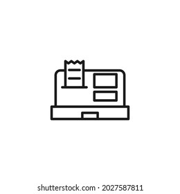 Occupation and profession concept. High quality outline symbol for web design or mobile app. Line icon of cash register in shop 