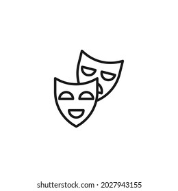 Occupation and profession concept. High quality outline symbol for web design or mobile app. Line icon of theatrical masks with glad and sad face impressions 