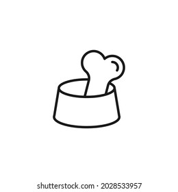 Occupation and profession concept. High quality outline symbol for web design or mobile app. Line icon of bone in bowl for dogs 
