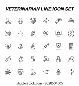 Occupation and profession concept. High quality outline symbol for web design or mobile app. Veterinarian line icon set 
