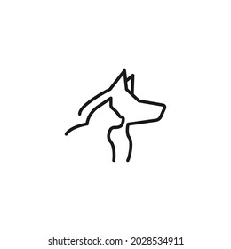 Occupation and profession concept. High quality outline symbol for web design or mobile app. Line icon of cat and dog on isolated white background 