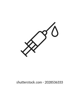 Occupation and profession concept. High quality outline symbol for web design or mobile app. Line icon of medical syringe for injection and vaccination 
