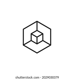 Occupation and profession concept. High quality outline symbol for web design or mobile app.  Line icon of cube in corner of big cube 