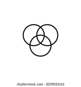 Occupation and profession concept. High quality outline symbol for web design or mobile app.  Line icon of intersecting circles 
