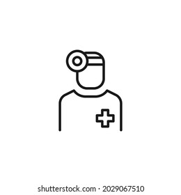 Occupation and profession concept. High quality outline symbol for web design or mobile app. Line icon of faceless veterinarian 
